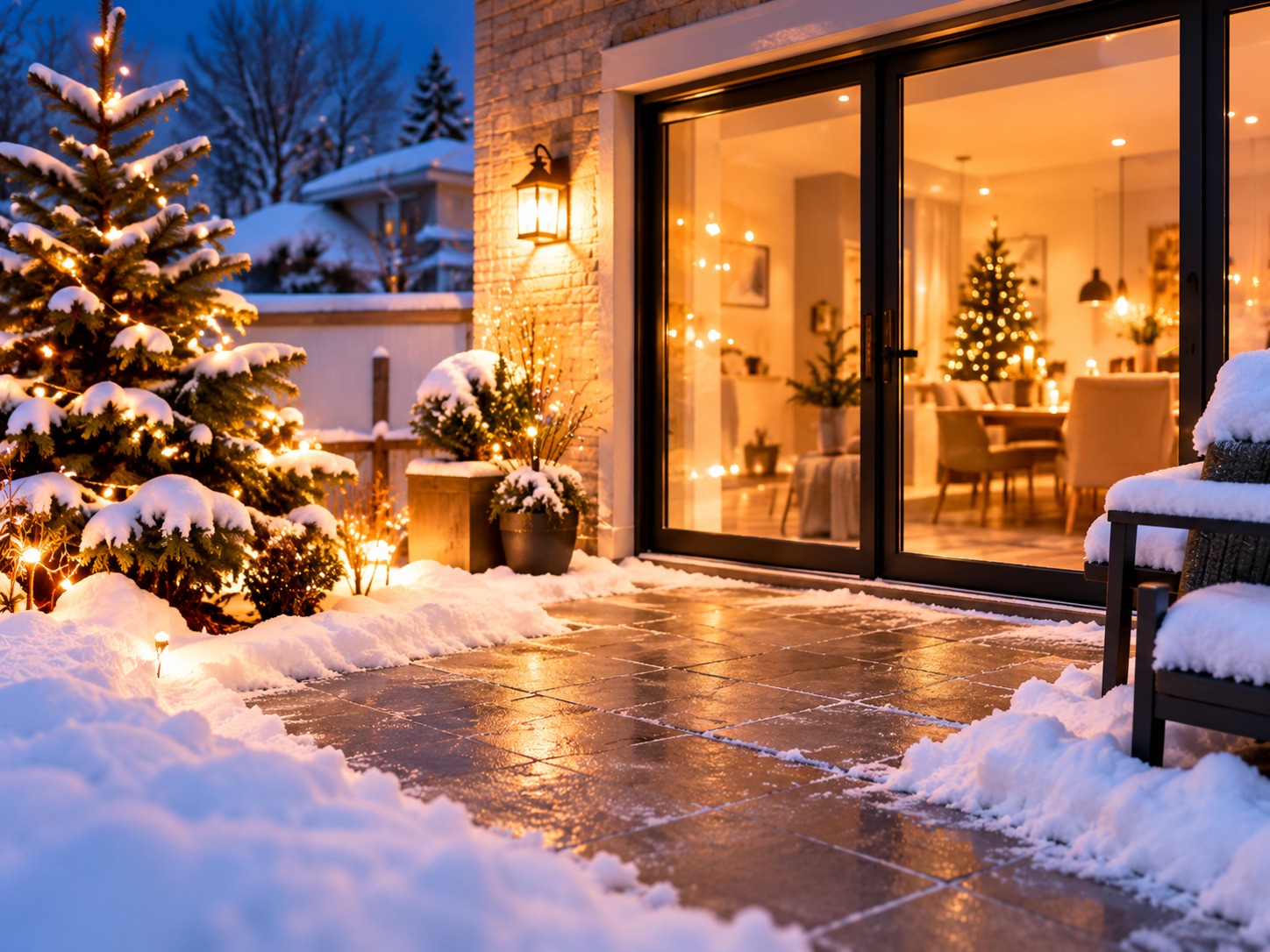 Accès à la porte patio complètement dégagé de neige